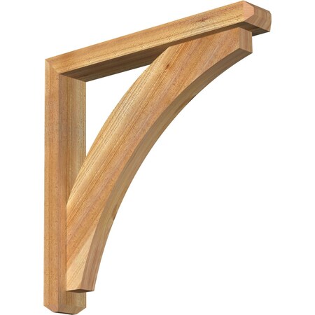 Ekena Millwork Thorton Craftsman Rough Sawn Bracket w/ Offset Brace, Western Red Cedar, 4"W x 26"D x 26"H BKT0402X26X26THR04RWR